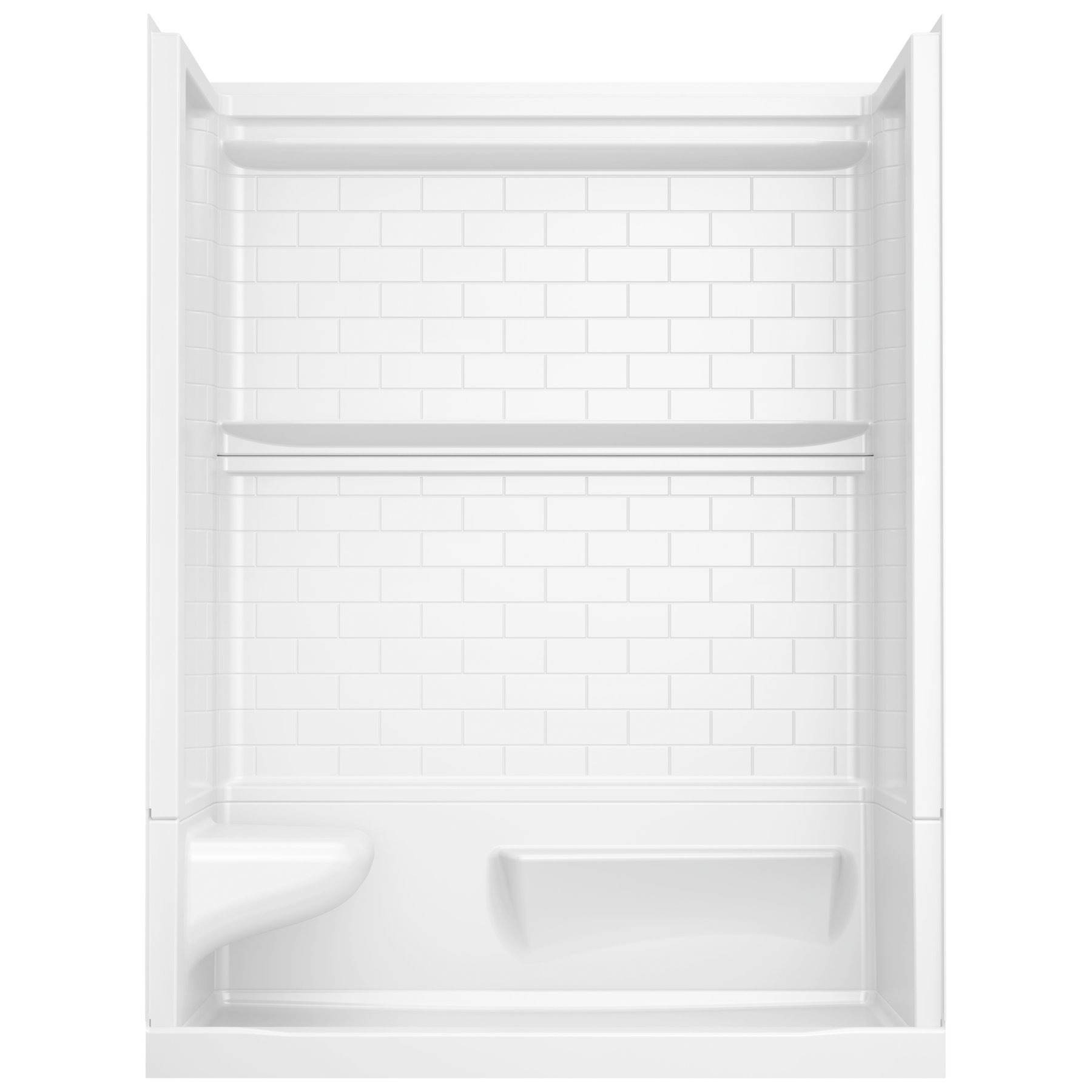 60x32 Alcove Shower Base with Tile Wall Bundle  - Left Seat Center Drain