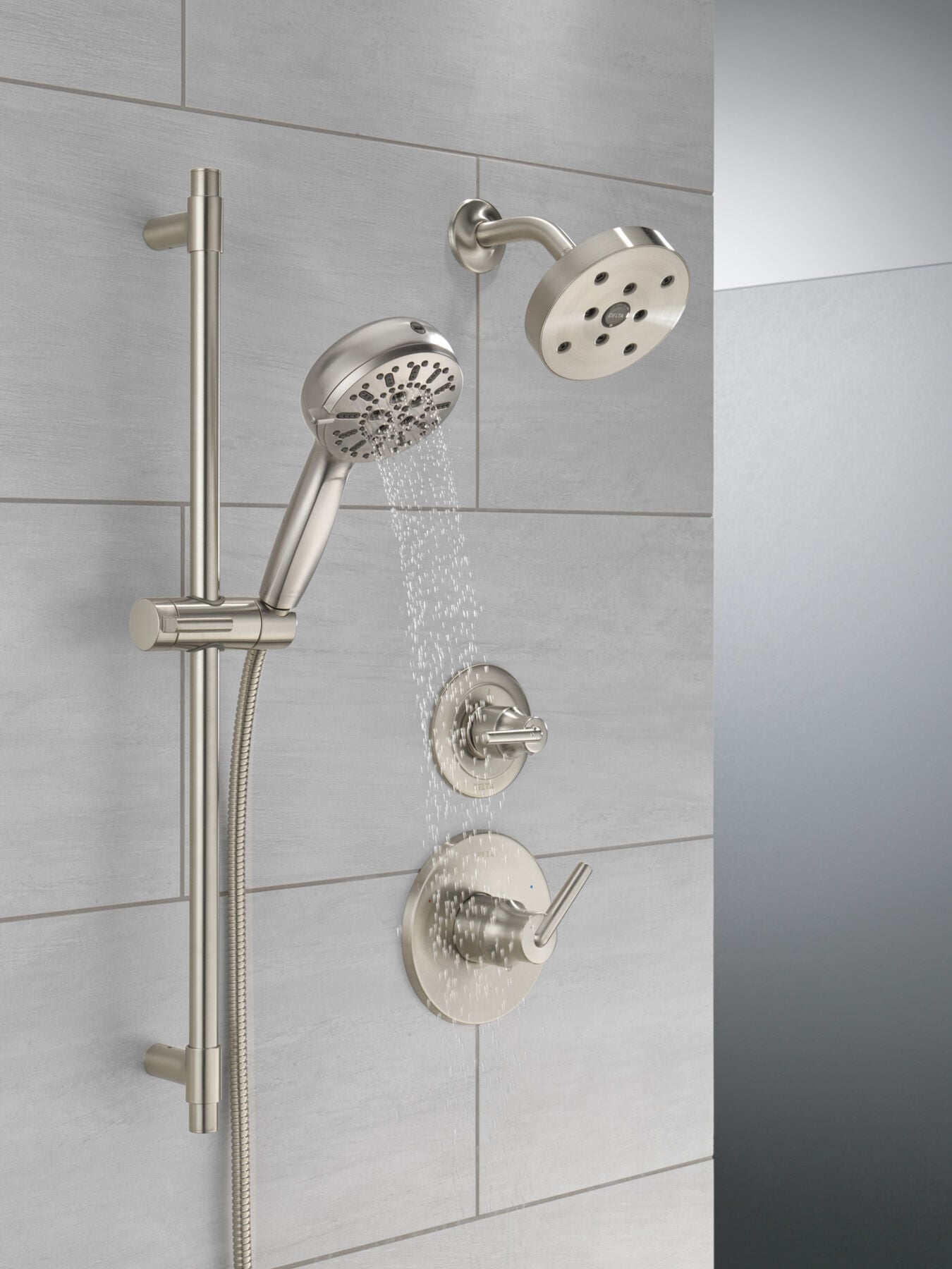 7-Setting Slide Bar Hand Shower with Cleaning Spray