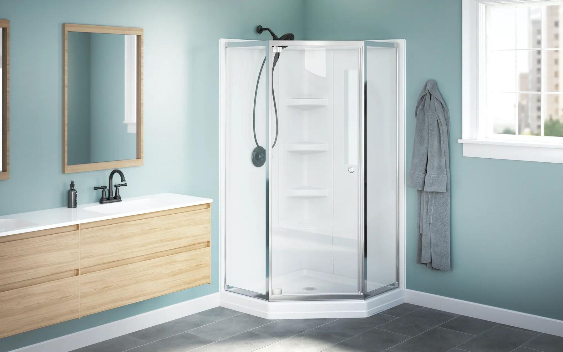 38x38 Corner Shower Bundle - Framed Neo