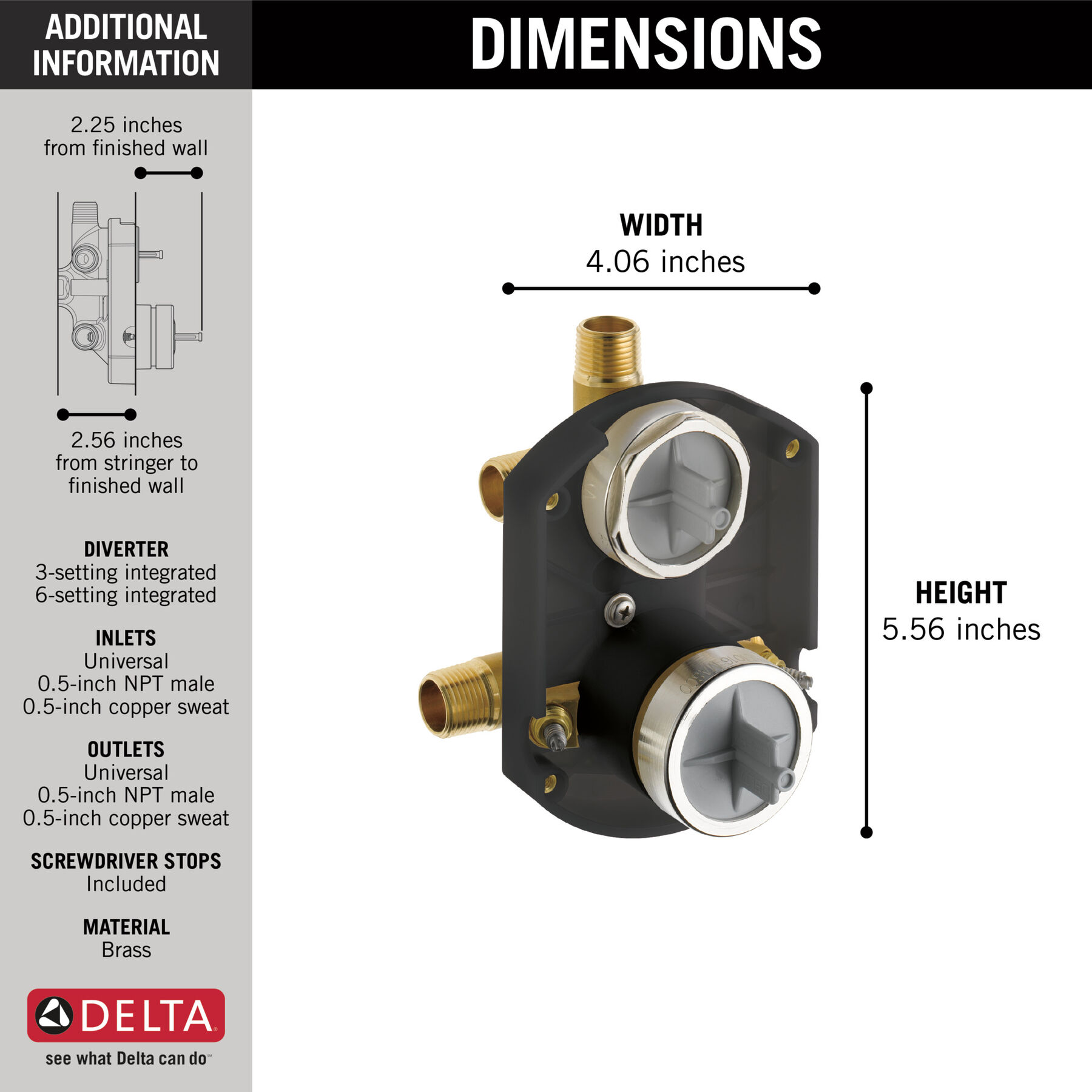 MultiChoice&reg; Universal Integrated Shower Diverter Rough Universal Inlets / Outlets