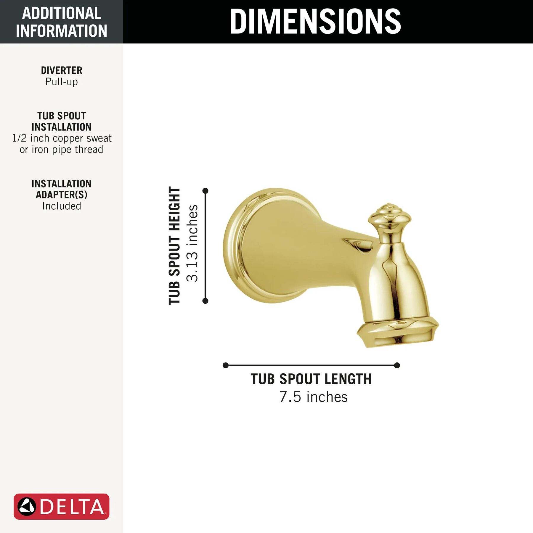 Tub Spout - Pull-Up Diverter
