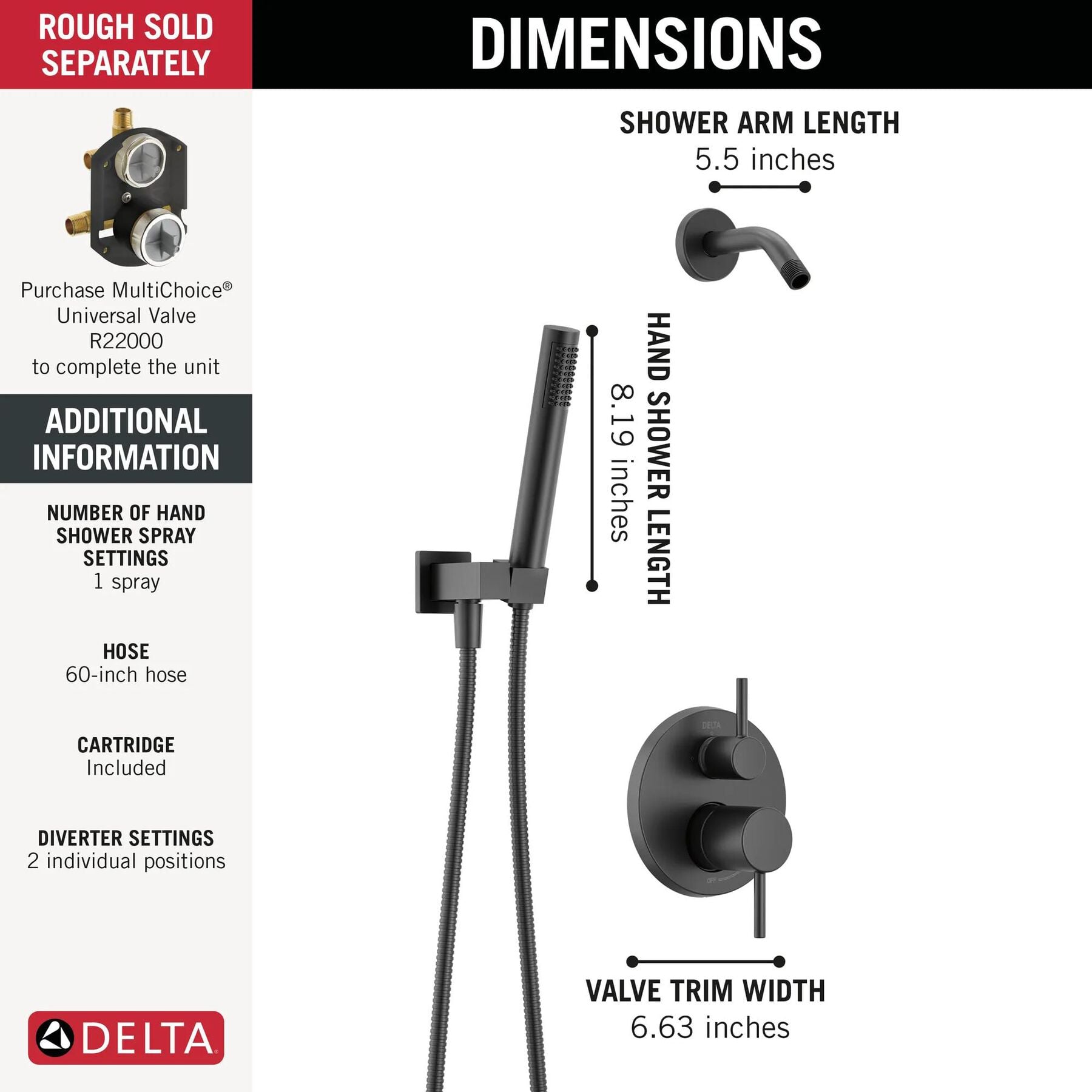 14S Shower Trim & Hand Shower - Less Head
