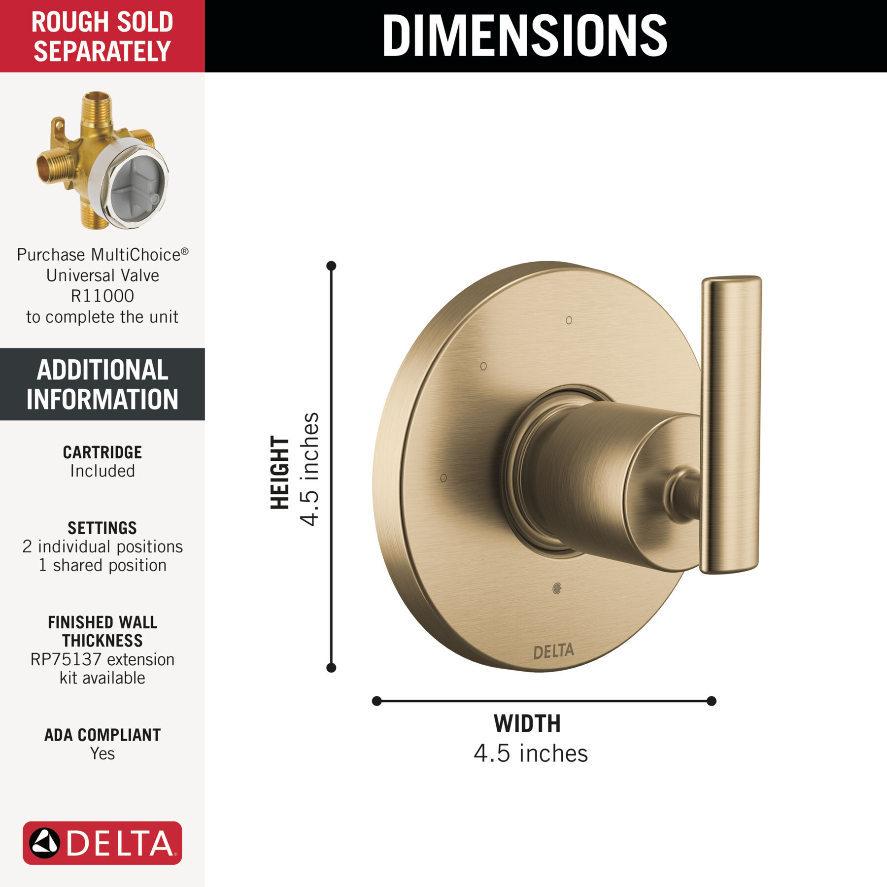 3-Setting 2-Port Diverter Trim