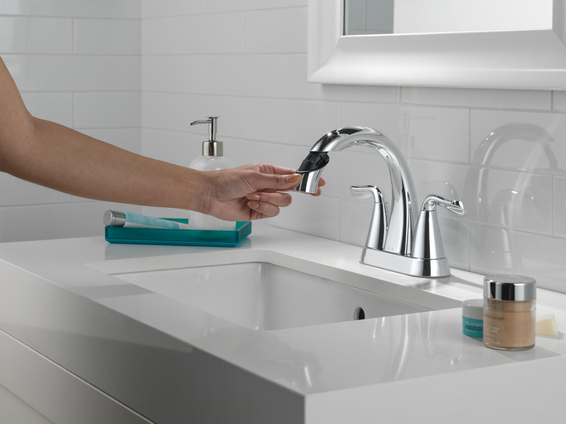 Two Handle Centerset Pull-Down Bathroom Faucet