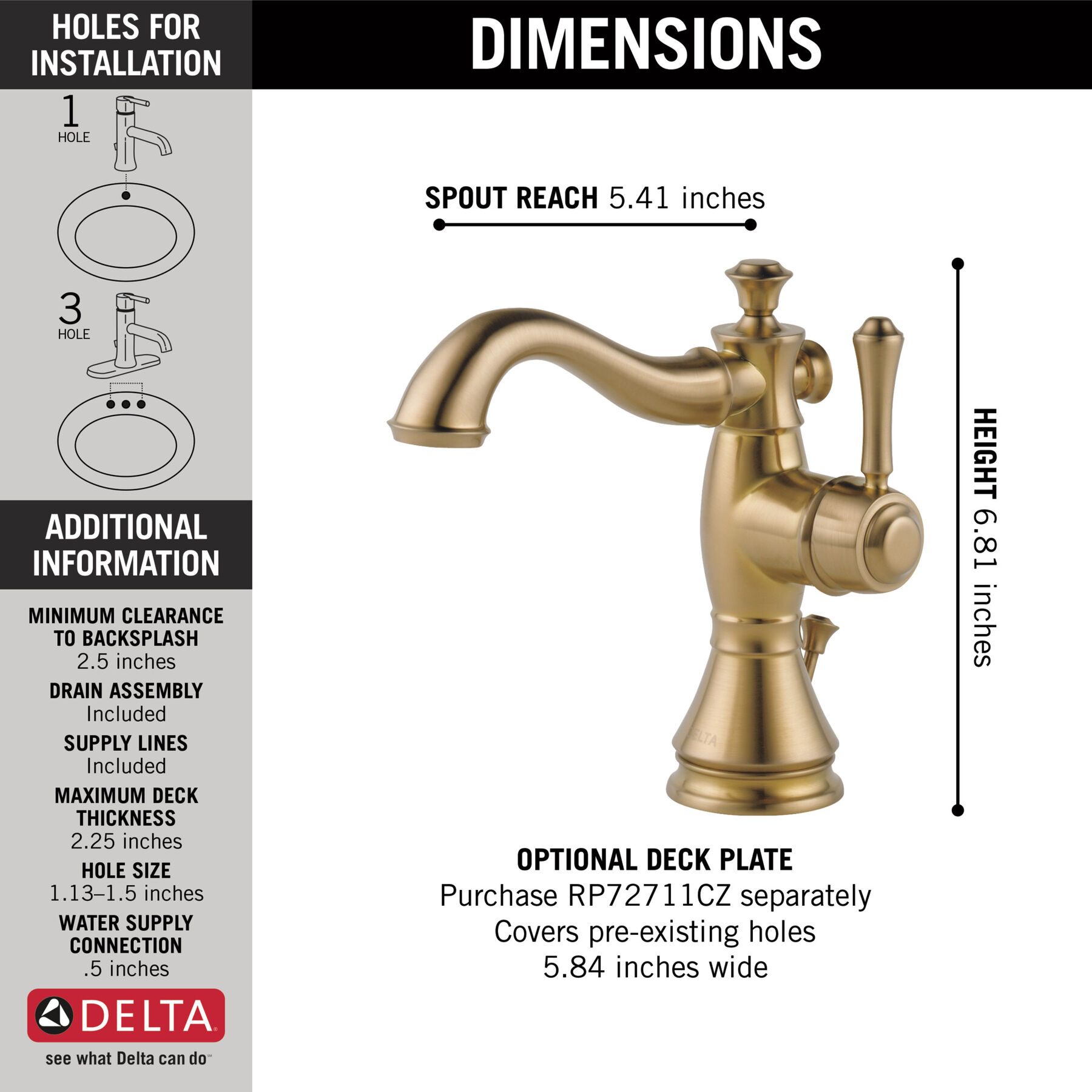 Single Handle Bathroom Faucet (Recertified)
