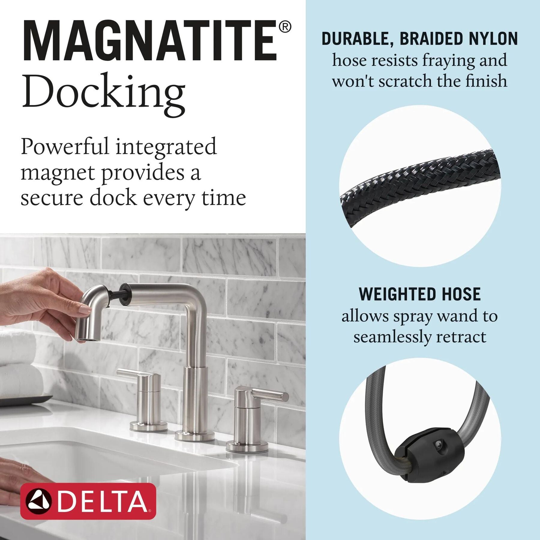 Two Handle Widespread Pull-Down Bathroom Faucet