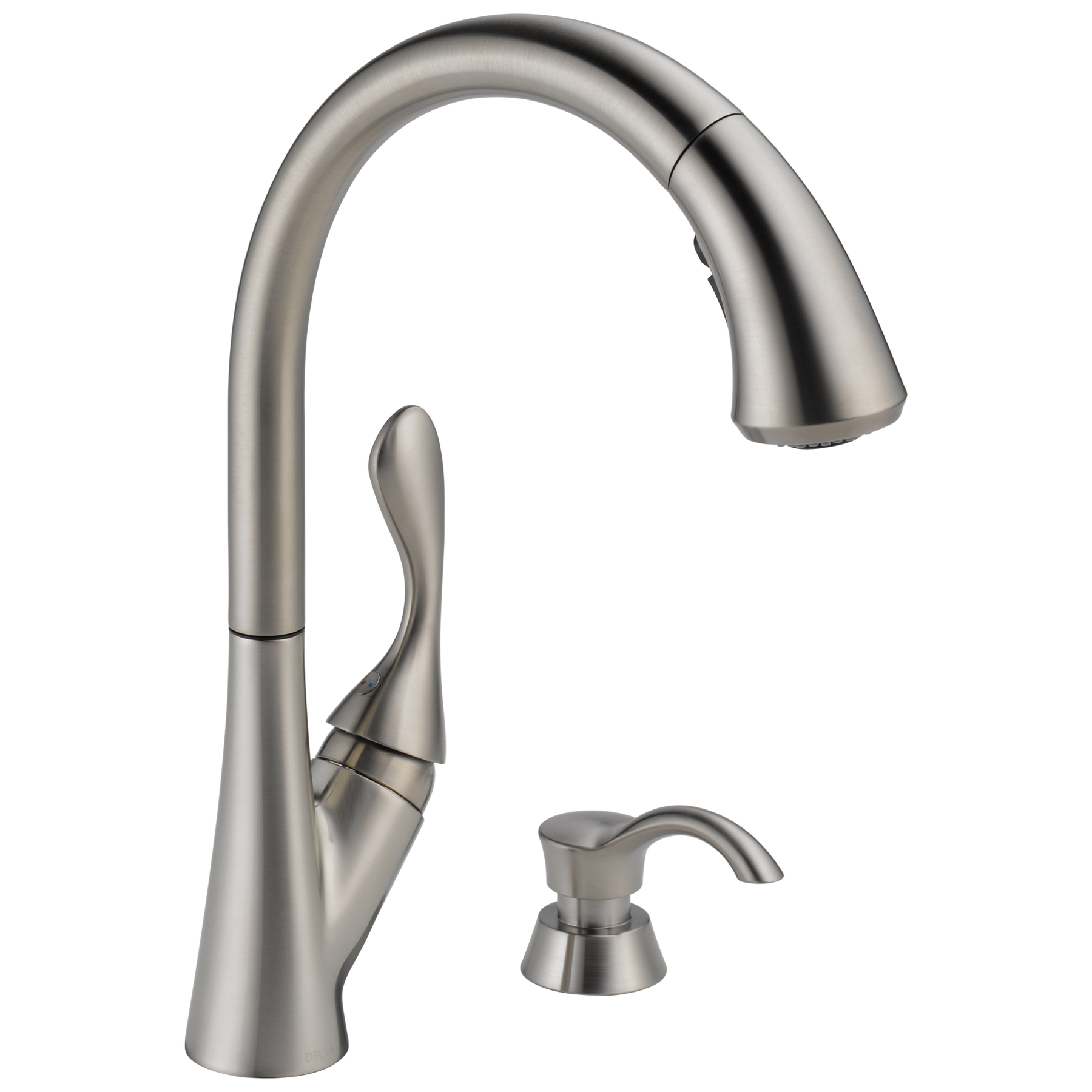 Single Handle Pull-Down Kitchen Faucet with Soap Dispenser and