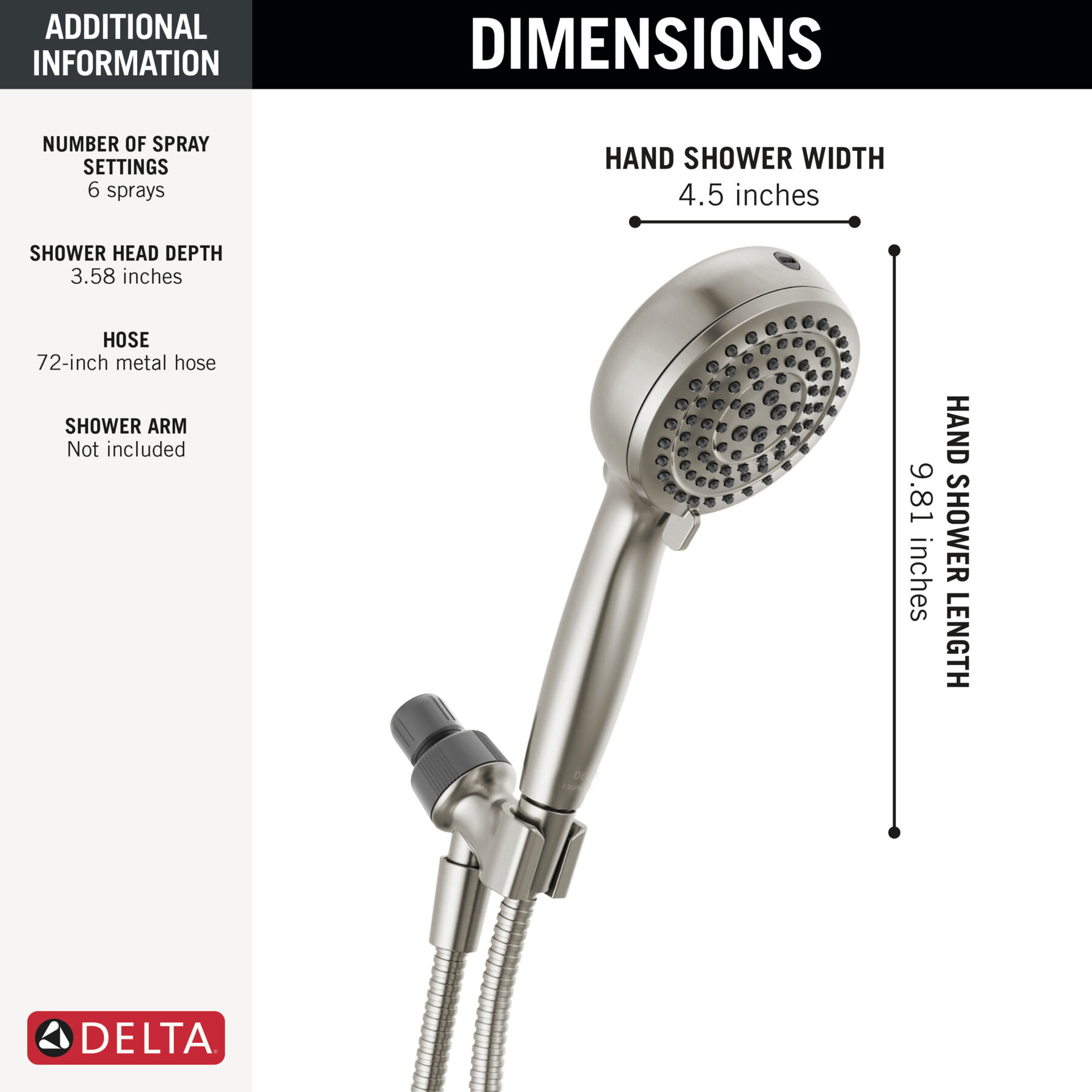 6-Setting Hand Shower with Cleaning Spray