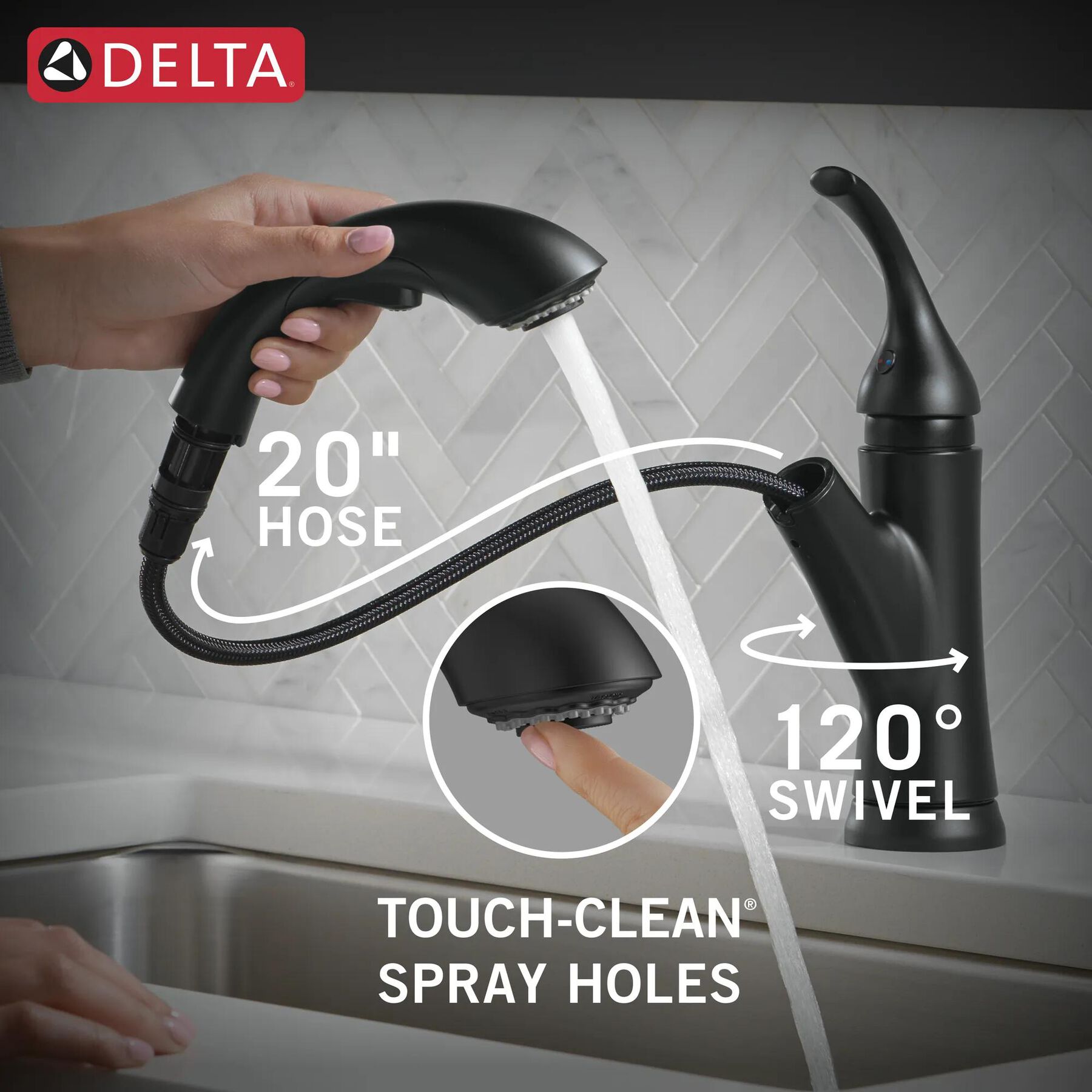 Single Handle Pull-Out Kitchen Faucet with Soap Dispenser