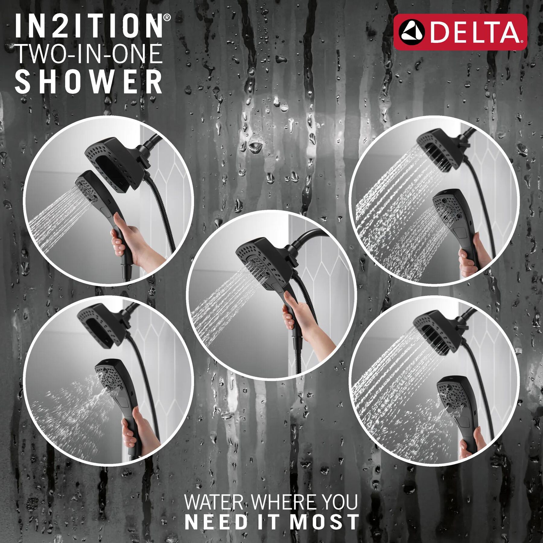 H<sub>2</sub>Okinetic&reg; In2ition&reg; 5-Setting Two-in-One Shower (Recertified)