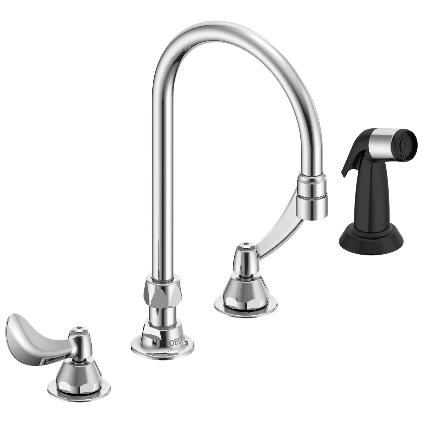 Two Handle 8 In Below Deck-Mount Faucet with Hose and Spray