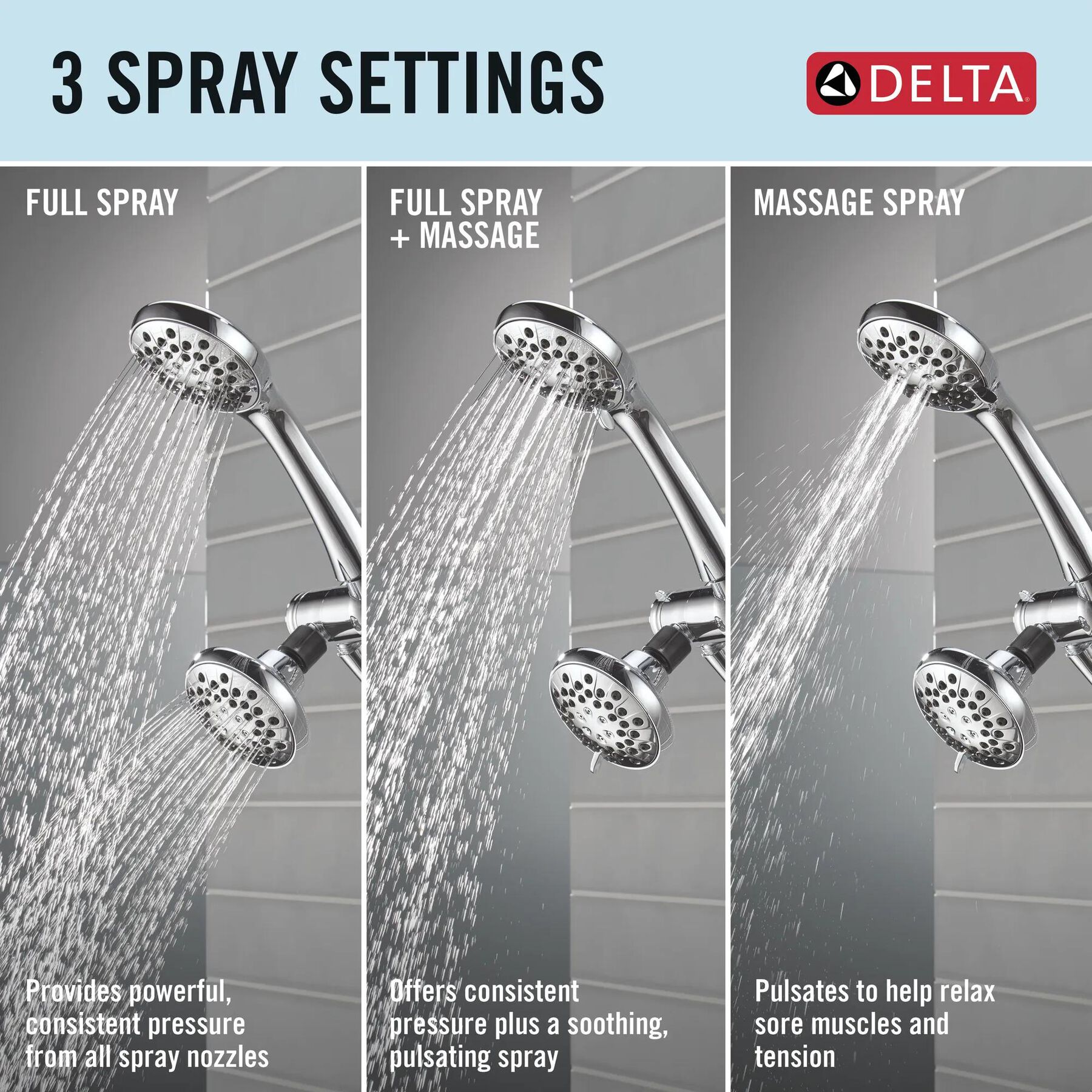 3-Setting Combination Shower in Chrome - 1.75 GPM