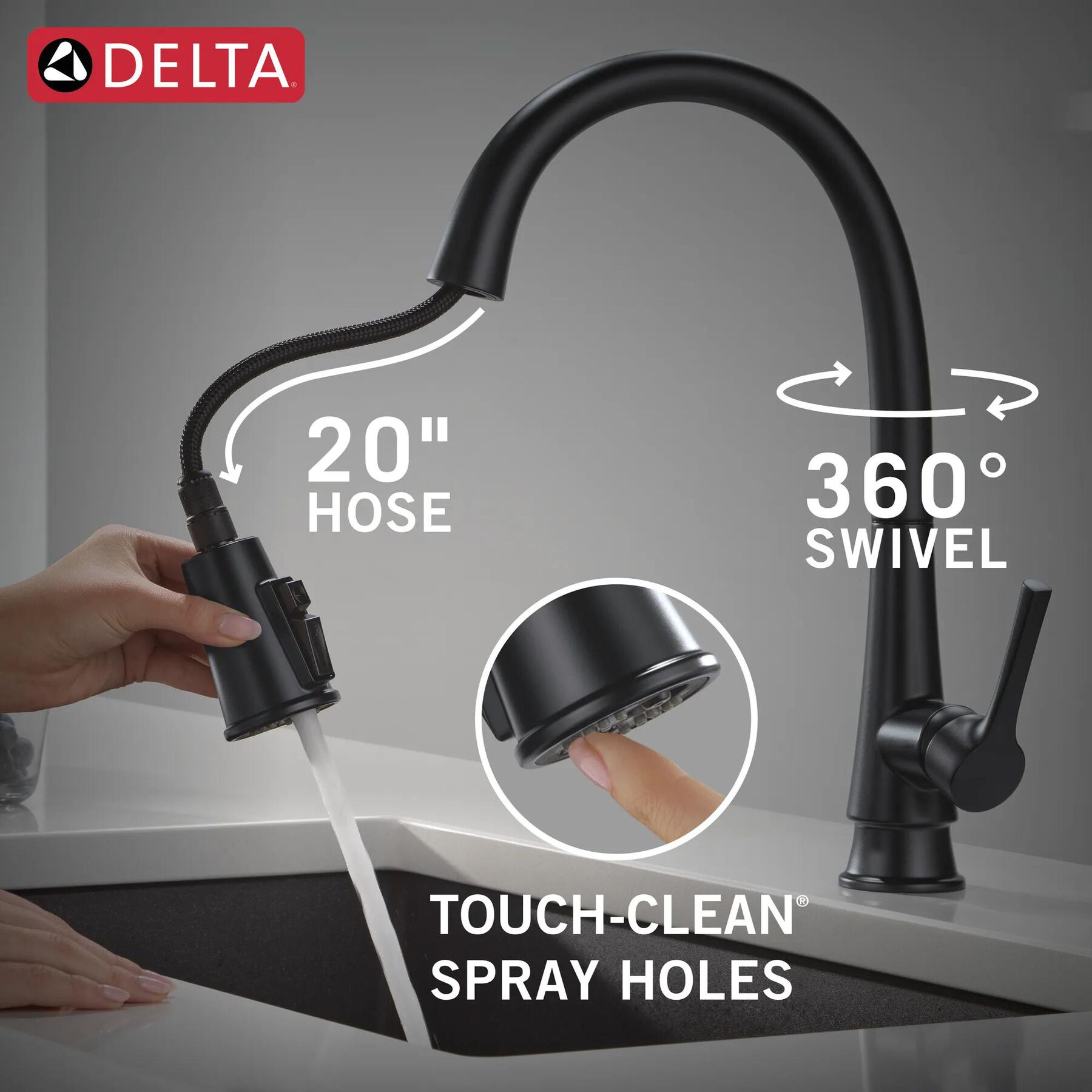 Single Handle Pull-Down Kitchen Faucet With ShieldSpray&reg;&nbsp;Technology in Matte Black