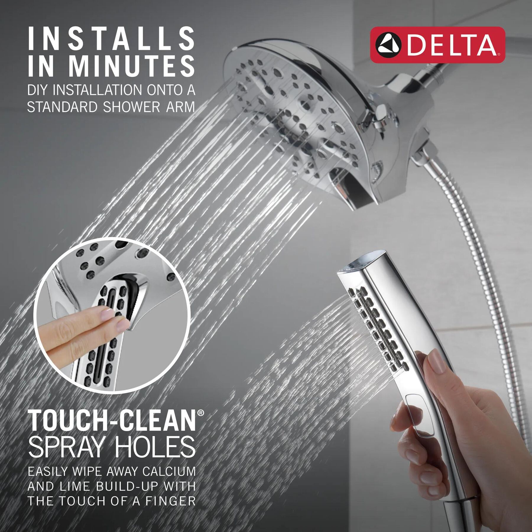 In2ition&reg; H<sub>2</sub>Okinetic&reg; 5-Setting Two-in-One Shower