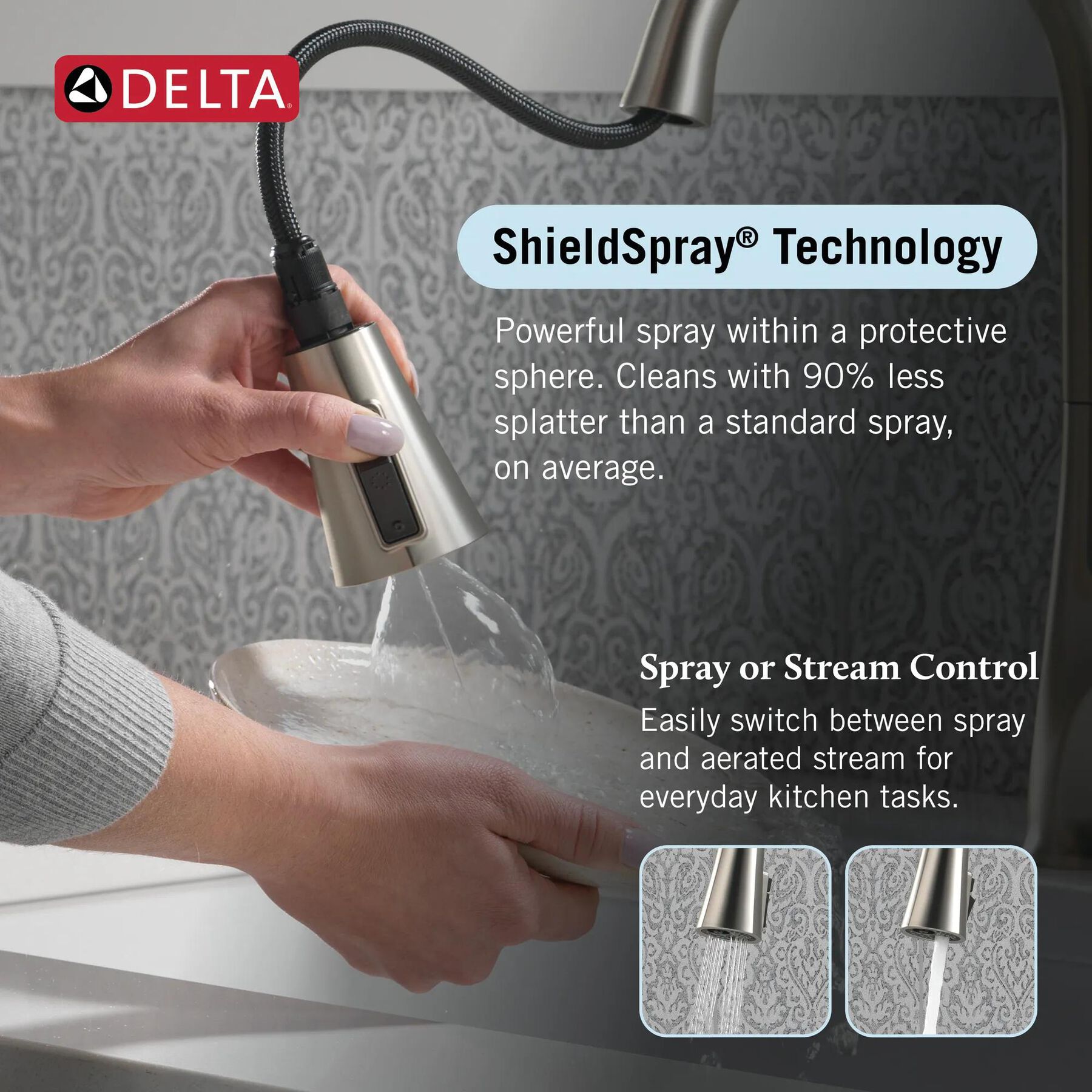 Single Handle Pull-Down Kitchen Faucet with Soap Dispenser and ShieldSpray&reg; Technology