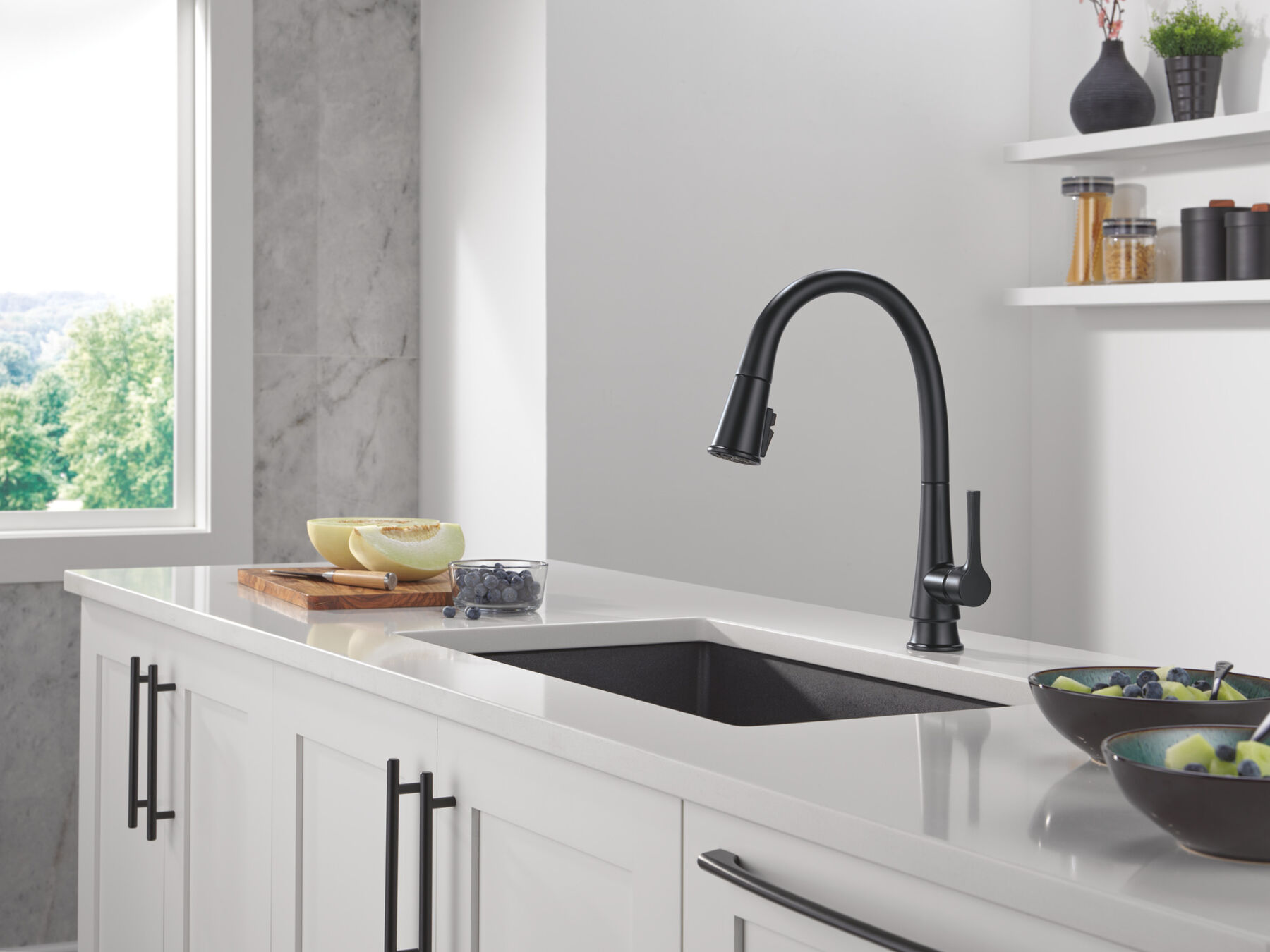 Single Handle Pull-Down Kitchen Faucet With ShieldSpray&reg;&nbsp;Technology in Matte Black