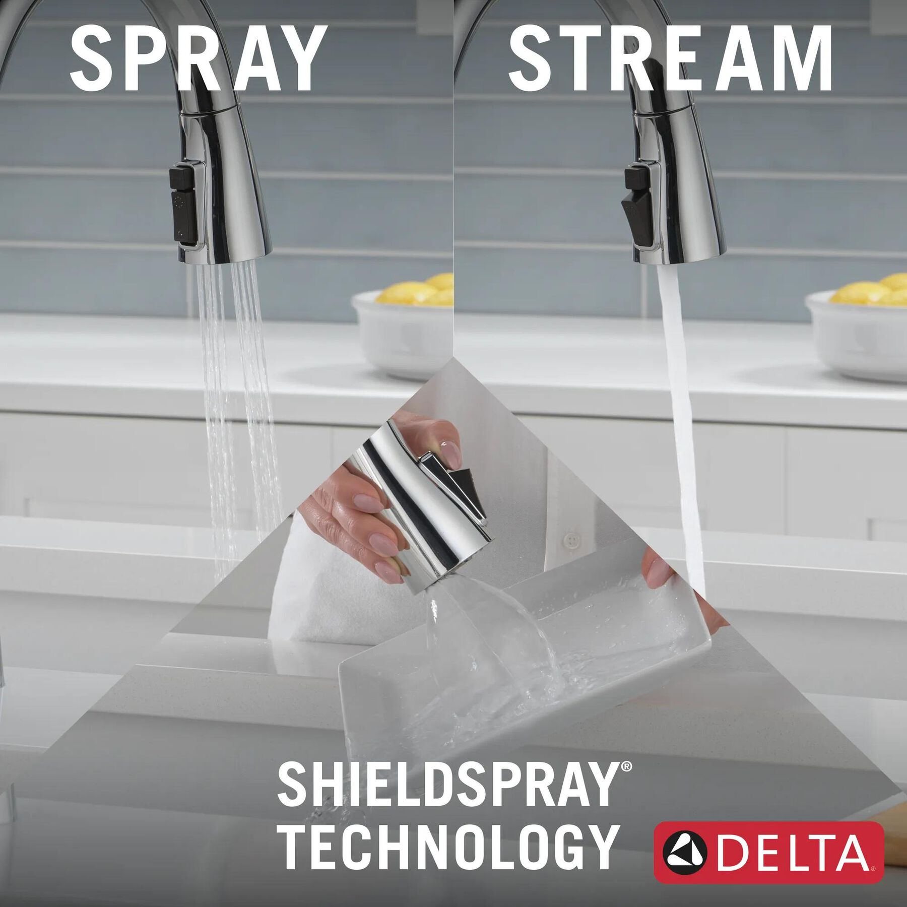 Single Handle Pull-Down Kitchen Faucet with Soap Dispenser and ShieldSpray Technology