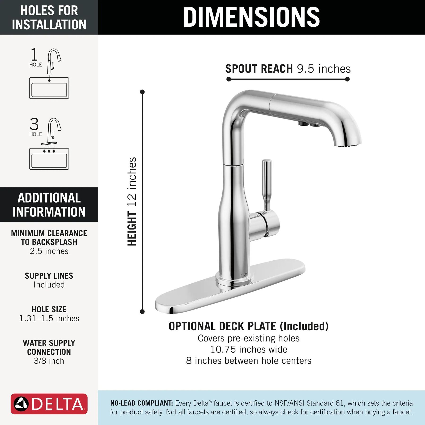 Single Handle Pull-Out Kitchen Faucet (Recertified)