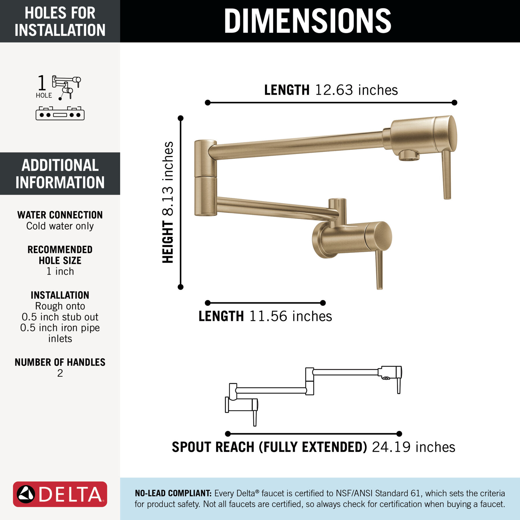 Contemporary Wall Mount Pot Filler