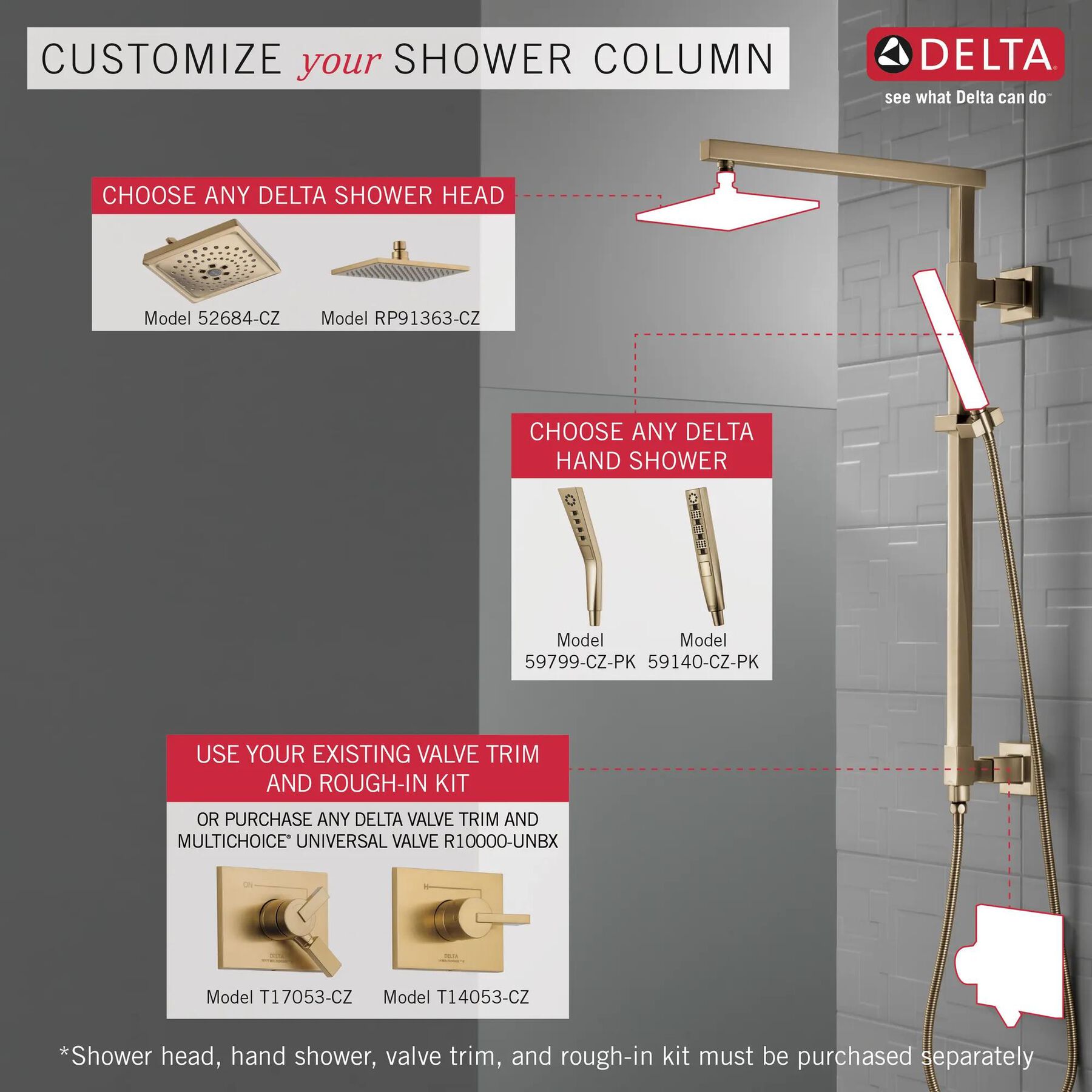 Shower Column 18" Angular
