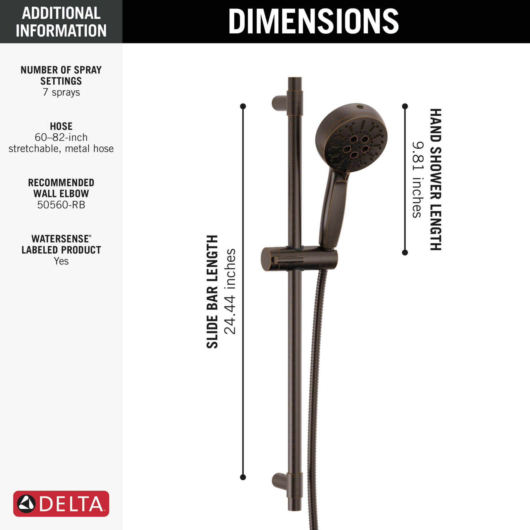 7-Setting Cleaning Slide Bar Shower 1.75 (Recertified)