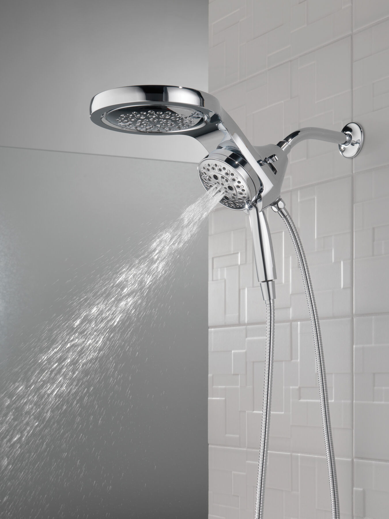 HydroRain&reg; H2Okinetic&reg; 5-Setting Two-in-One Shower Head (Recertified)