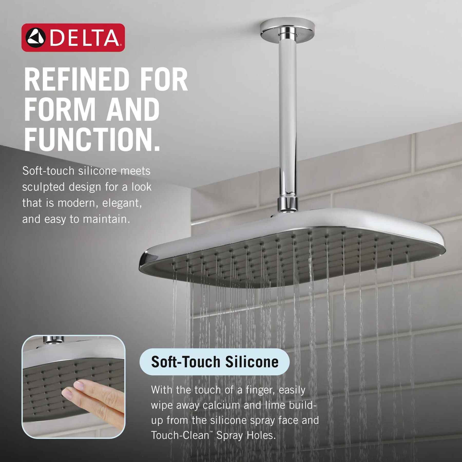 Single-Setting Raincan Shower Head with Silicone Spray Face