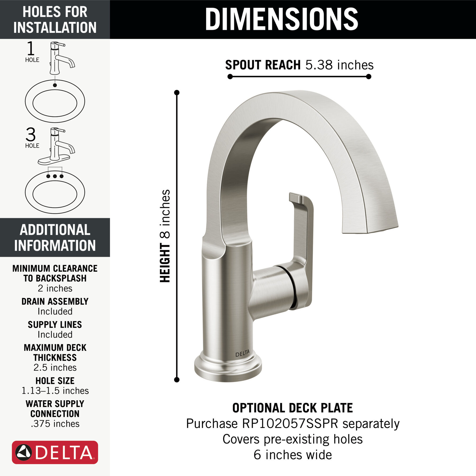 Single Handle Bathroom Faucet (Recertified)