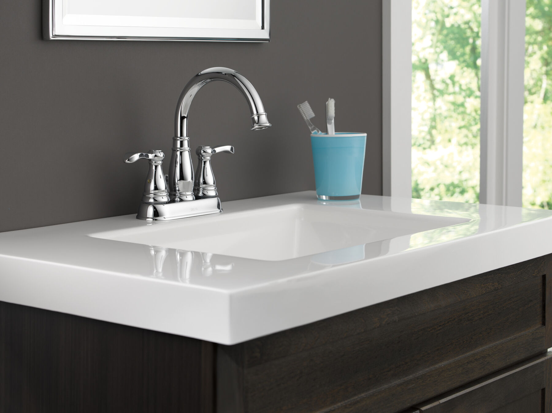 Two Handle Centerset Bathroom Faucet (Recertified)