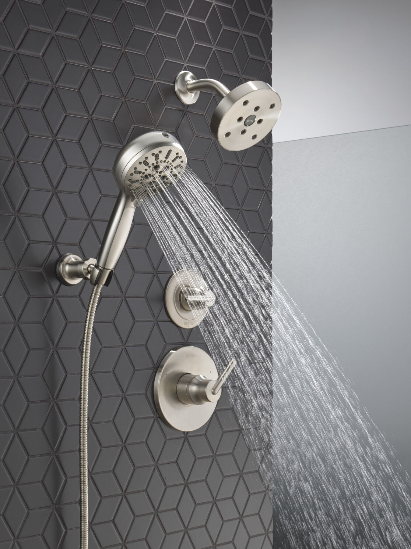 7-Setting Wall Mount Hand Shower with Cleaning Spray