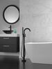 Single Handle Floor Mount Tub Filler Trim with Hand Shower