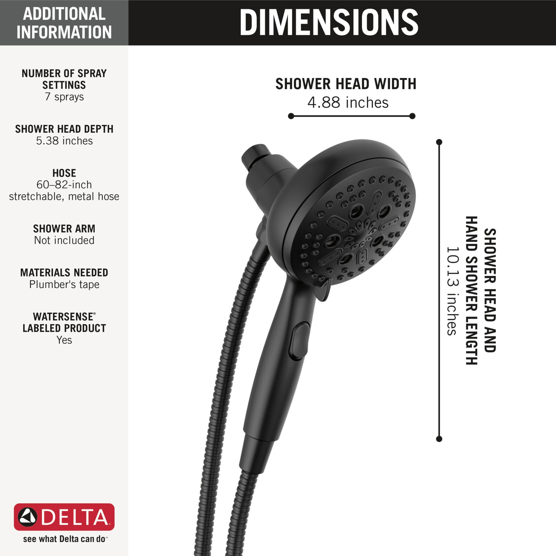 7-Setting SureDock&reg; Magnetic Hand Shower