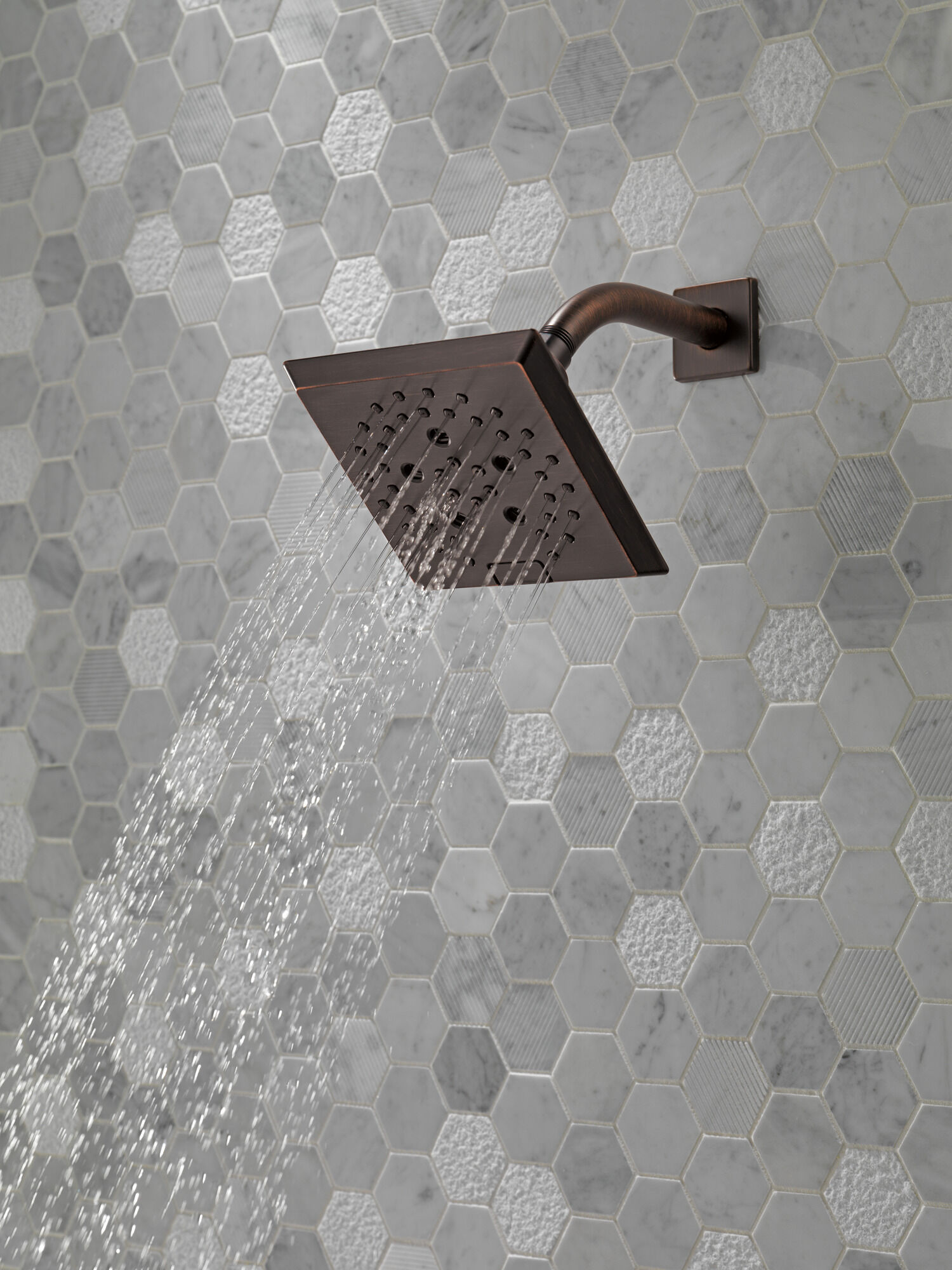 H2Okinetic® 5-Setting Angular Modern Raincan Shower Head in