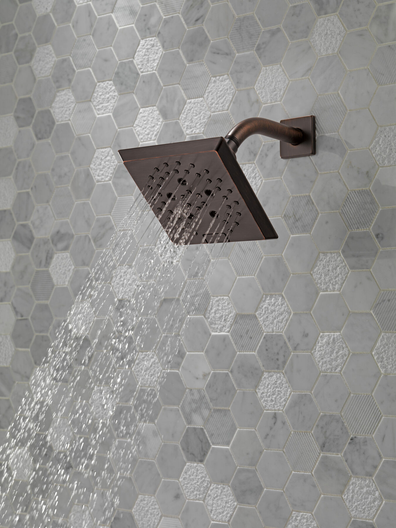 H<sub>2</sub>Okinetic&reg; 5-Setting Angular Modern Raincan Shower Head