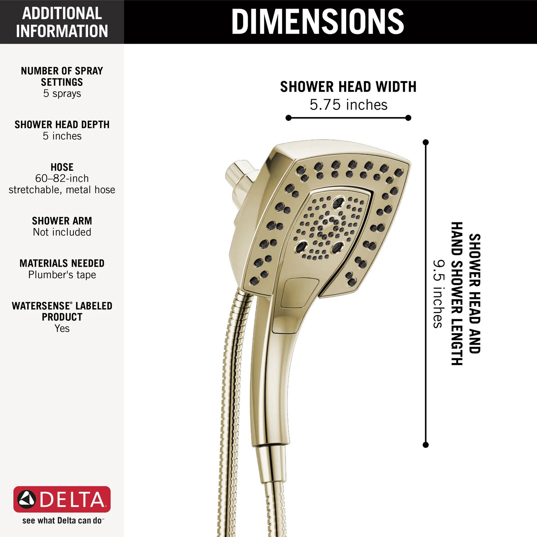 H<sub>2</sub>Okinetic&reg; In2ition&reg; 5-Setting Two-in-One Shower (Recertified)