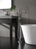 Contemporary Single Handle Floor Mount Tub Filler with Hand Shower