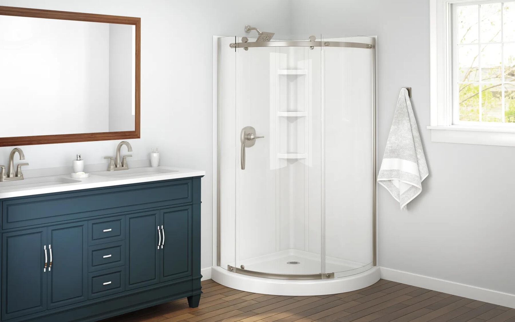 38x38 Corner Shower Bundle - Frameless Round