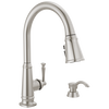 Single Handle Pull-Down Kitchen Faucet with Soap Dispenser and ShieldSpray Technology