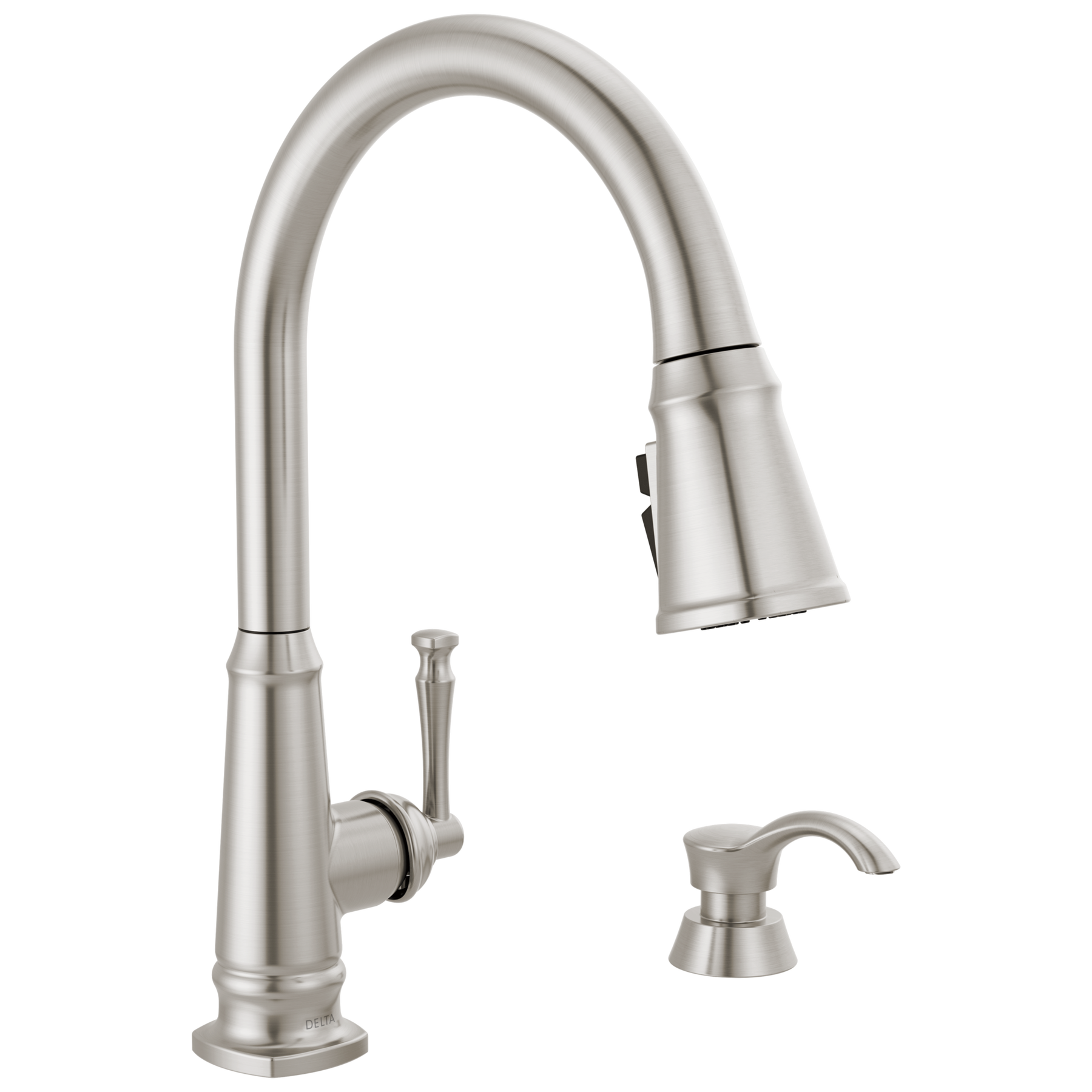 Single Handle Pull-Down Kitchen Faucet with Soap Dispenser and ShieldSpray Technology