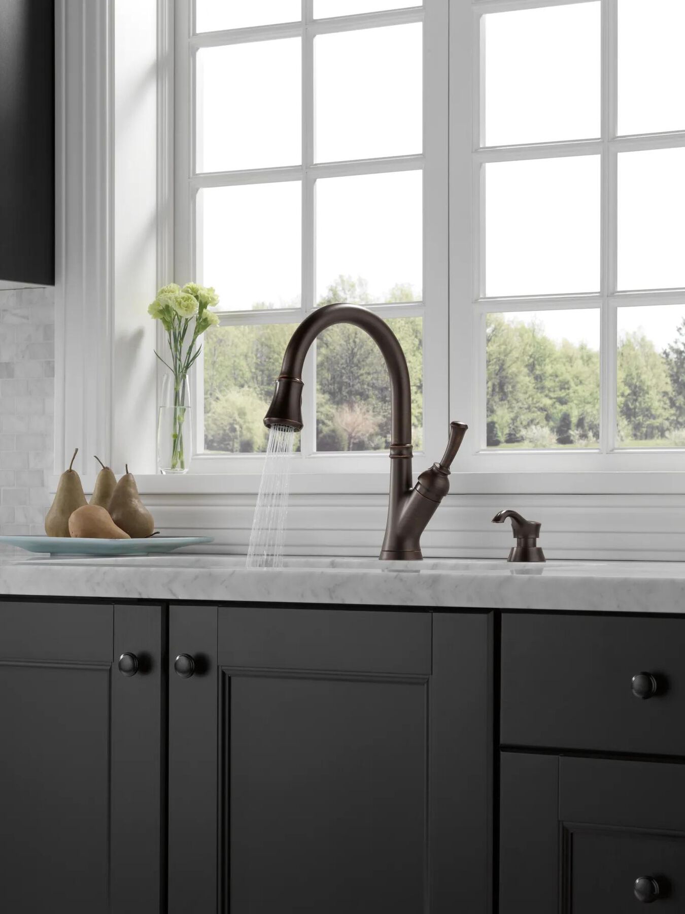 Single Handle Pull-Down Kitchen Faucet with Soap Dispenser