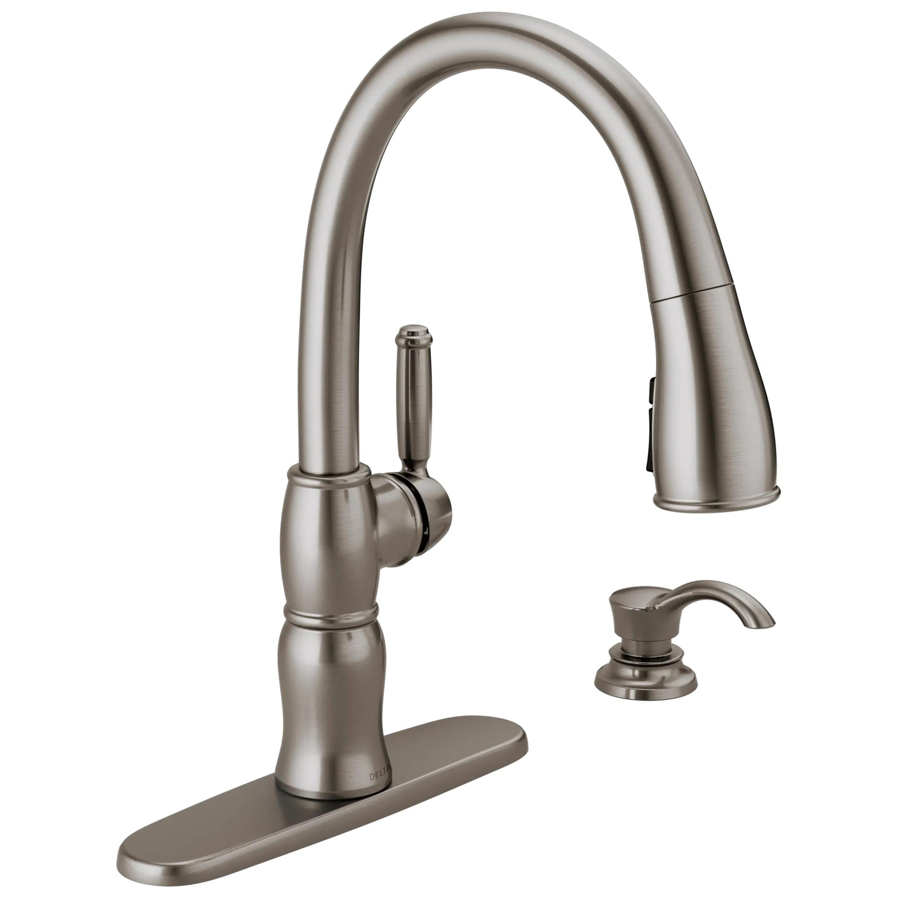 Single Handle Pull-Down Kitchen Faucet with Soap Dispenser and ShieldSpray&reg; Technology (Recertified)