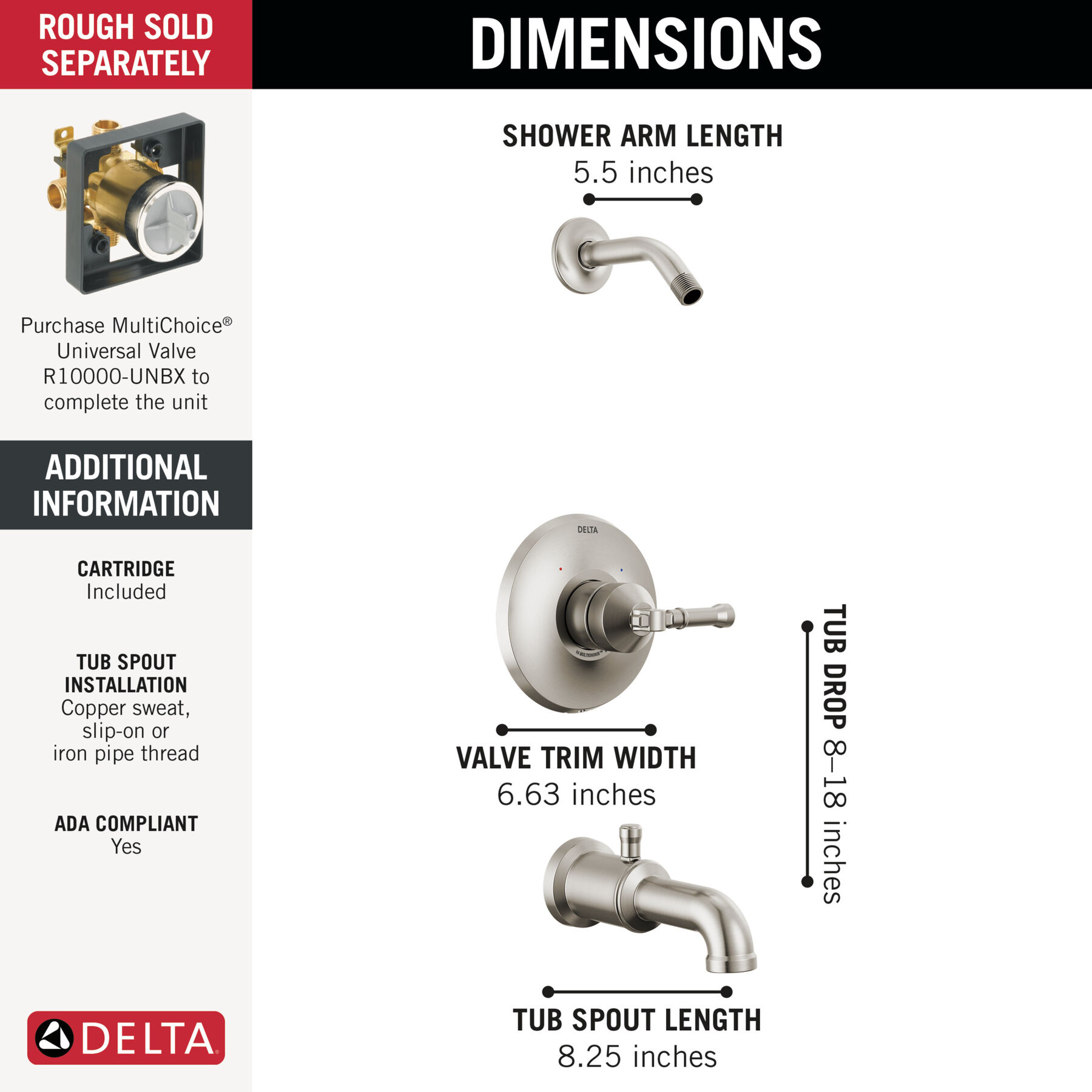 14 Series Tub Shower Trim - Less Head