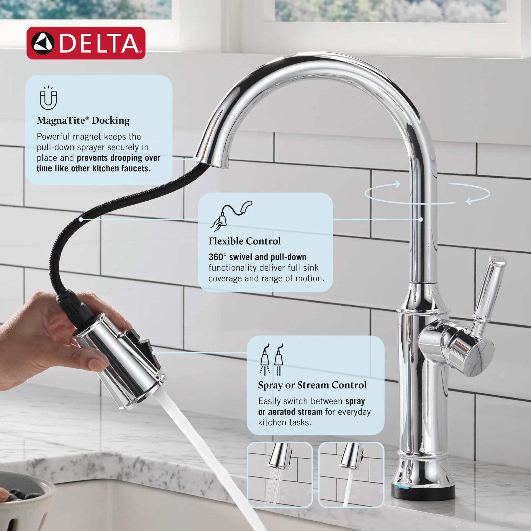 Touch<sub>2</sub>O&reg; Technology Kitchen Faucet with Touchless Technology