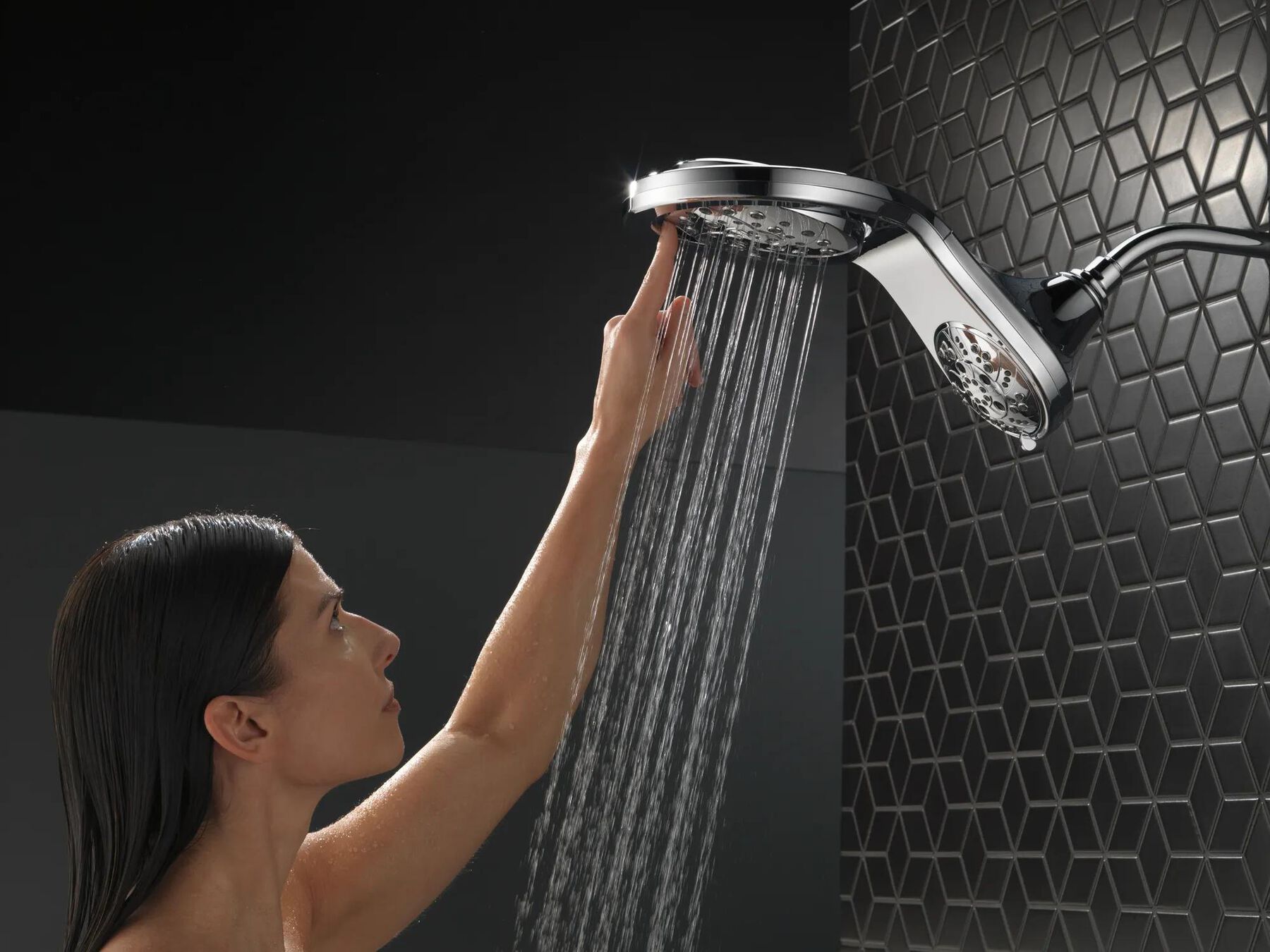 HydroRain&reg; H<sub>2</sub>Okinetic&reg; 5-Setting Two-in-One Shower Head