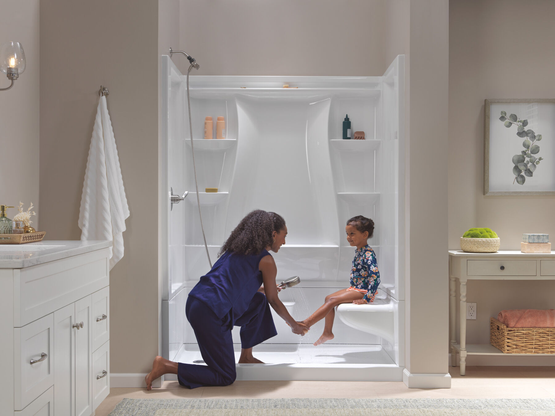 Procrylic Seated Shower Kit 60"x32" Left Drain