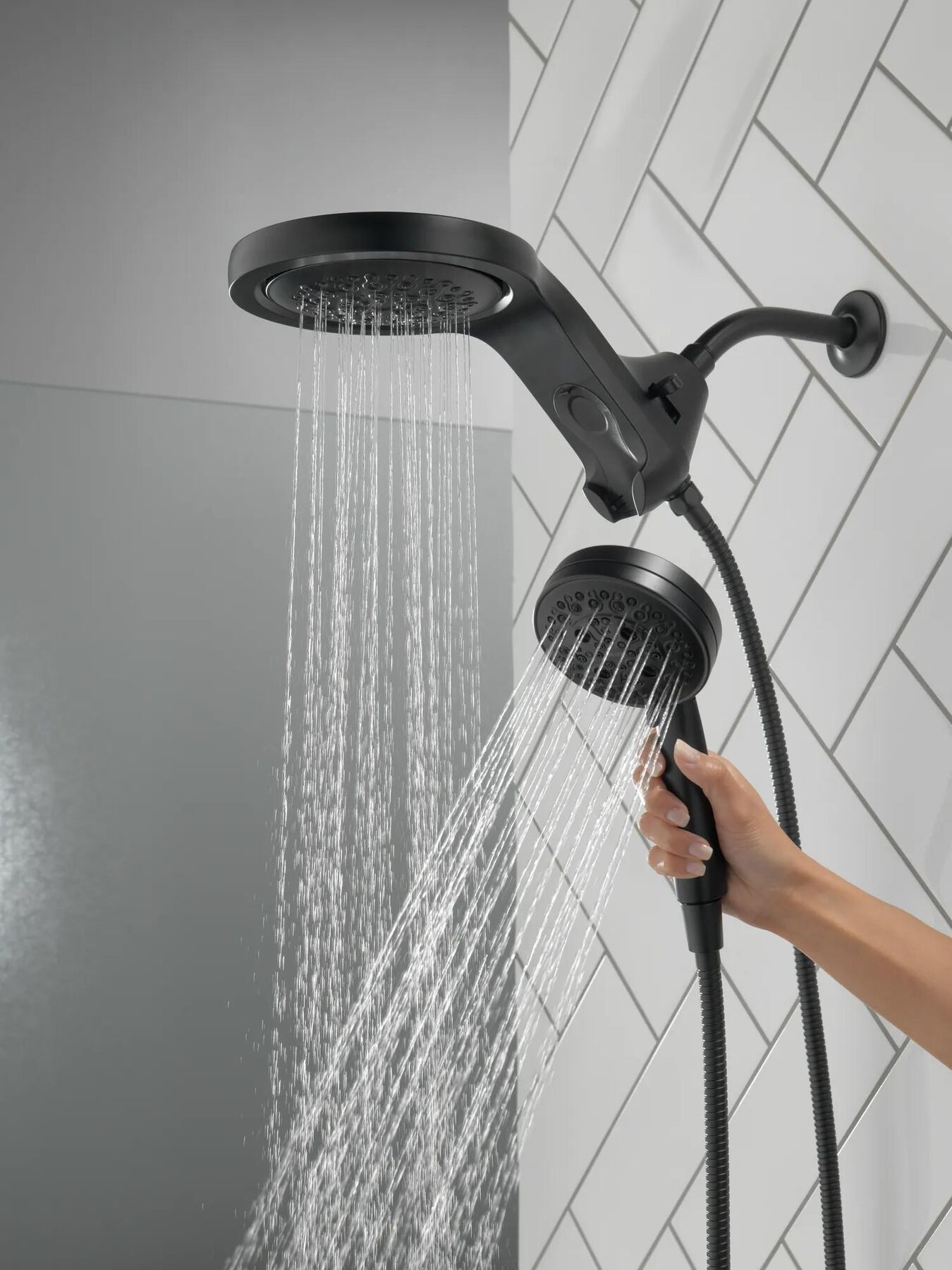 HydroRain&reg; H<sub>2</sub>Okinetic&reg; 5-Setting Two-in-One Shower Head