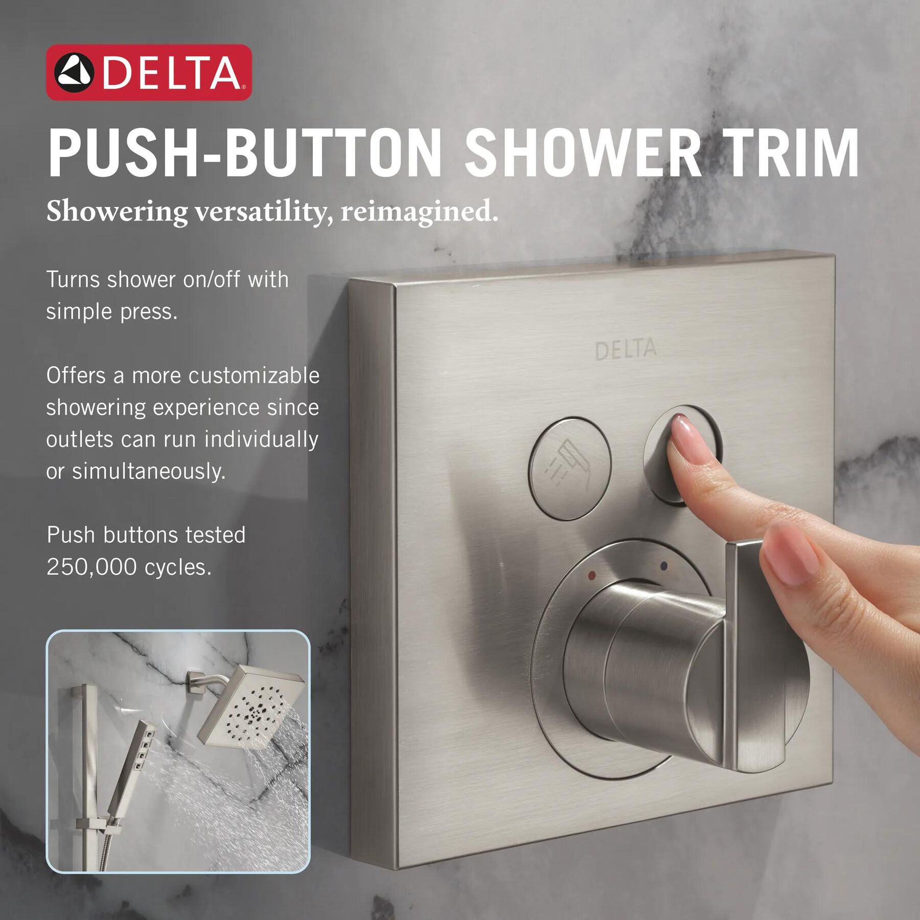 Angular Modern Push-Button Shower