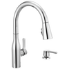 Single Handle Pull-Down Kitchen Faucet with Soap Dispenser and ShieldSpray &reg; Technology