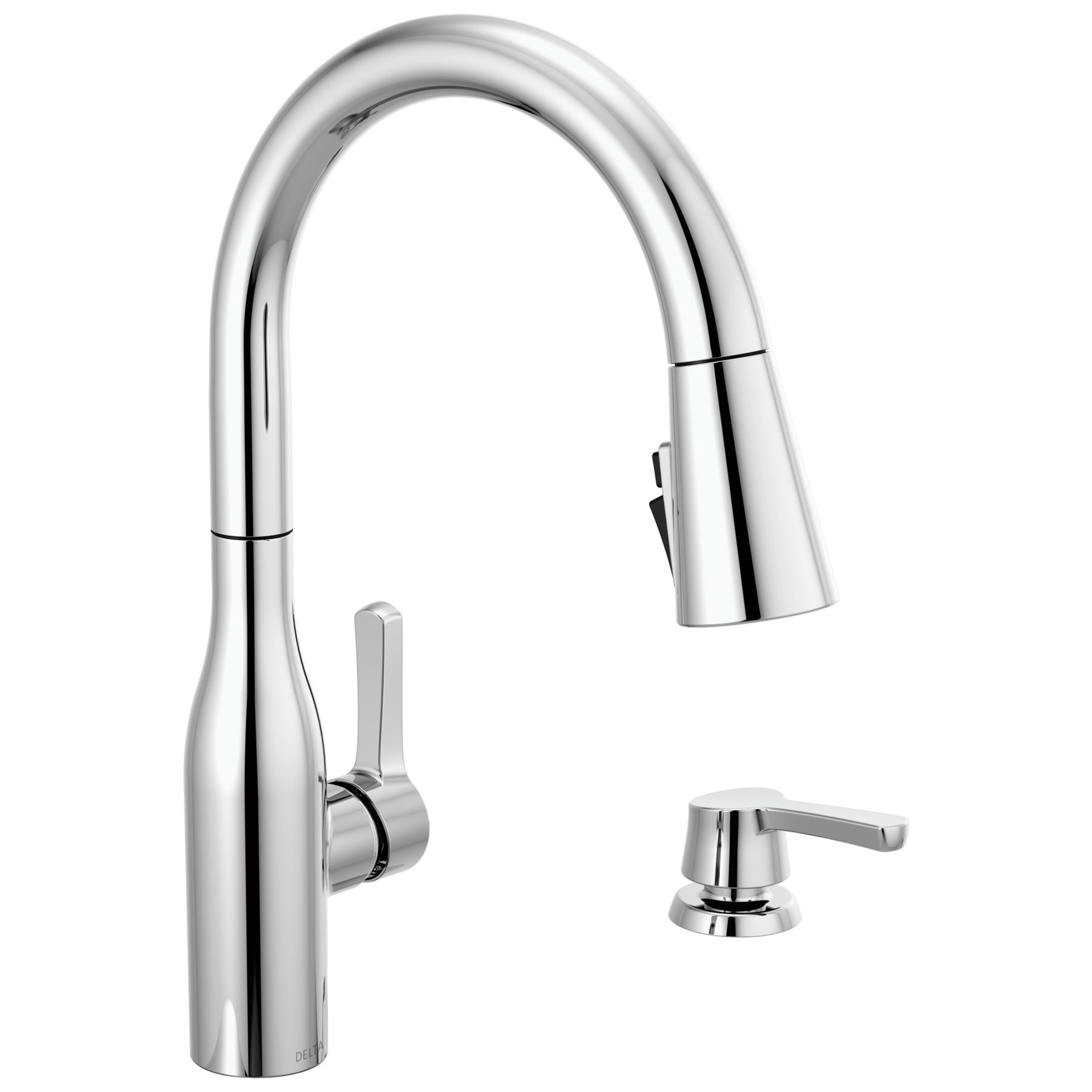 Single Handle Pull-Down Kitchen Faucet with Soap Dispenser and ShieldSpray &reg; Technology