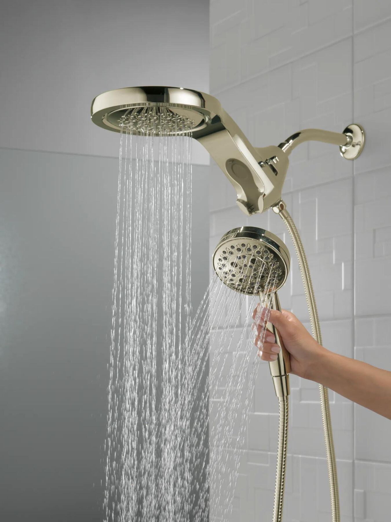 HydroRain&reg; H<sub>2</sub>Okinetic&reg; 5-Setting Two-in-One Shower Head (Recertified)